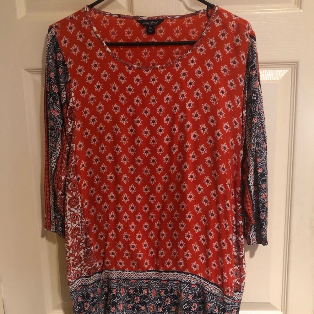 ⭐️ Lucky Brand Orange Mixed Print Blouse